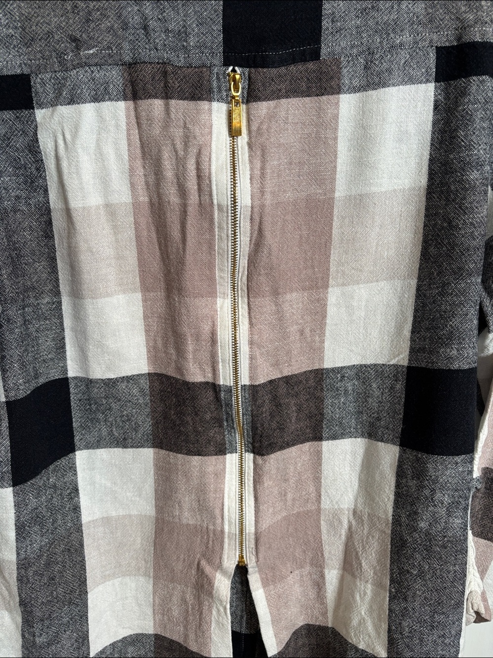Soft Surroundings Black & Cream Plaid Button-Up sz M - Picture 6 of 11